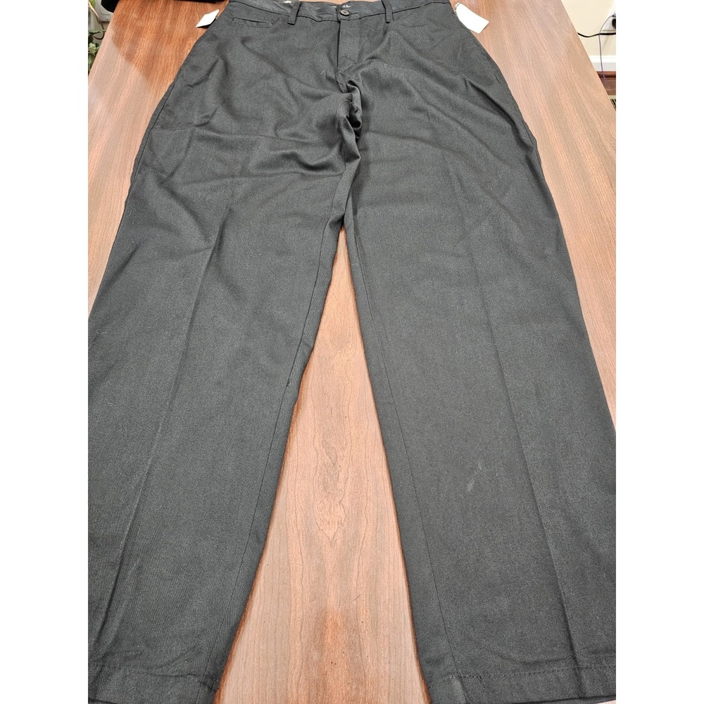 Carolina Bay Mens Dress Pants W34 L32 Black Flat Front NWT Cotton Blend